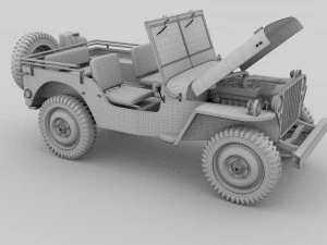 full w chassis jeep willys mb military rev 3D Model