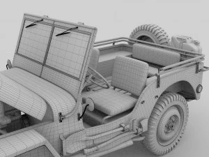 full w chassis jeep willys mb military rev 3D Model