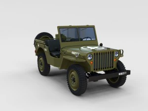 full w chassis jeep willys mb military rev 3D Model