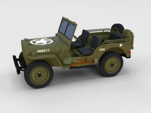 full w chassis jeep willys mb military rev 3D Model