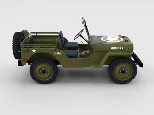 full w chassis jeep willys mb military rev 3D Model