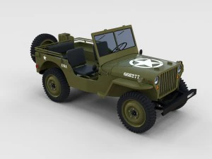 full w chassis jeep willys mb military rev 3D Model