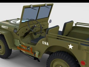 full w chassis jeep willys mb military rev 3D Model