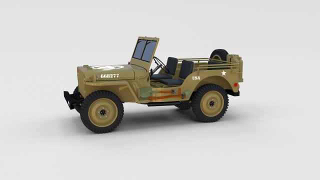 full w chassis jeep willys mb military desert re Modèle 3D .c4d .max .obj .3ds .fbx .stl .blend 