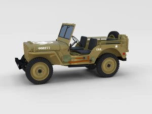 full w chassis jeep willys mb military desert re 3D Model