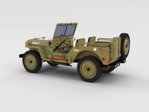 full w chassis jeep willys mb military desert re Modèle 3D