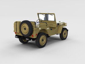 full w chassis jeep willys mb military desert re Modèle 3D