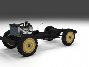 full w chassis jeep willys mb military desert re Modèle 3D