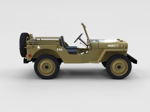 full w chassis jeep willys mb military desert re Modèle 3D