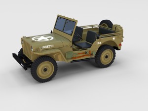 full w chassis jeep willys mb military desert re Modèle 3D