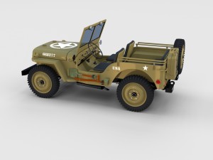 full w chassis jeep willys mb military desert re Modèle 3D