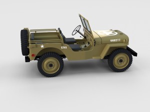 full w chassis jeep willys mb military desert re Modèle 3D