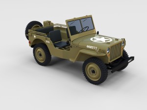 full w chassis jeep willys mb military desert re Modèle 3D
