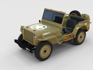 full w chassis jeep willys mb military desert re Modèle 3D
