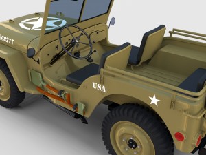 full w chassis jeep willys mb military desert re Modèle 3D