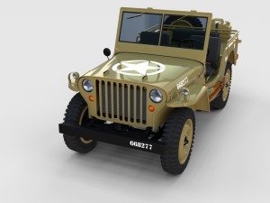 full w chassis jeep willys mb military desert re Modèle 3D