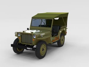 full w chassis jeep willys mb military top rev 3D Model