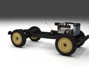 full w chassis jeep willys mb military top rev 3D Model