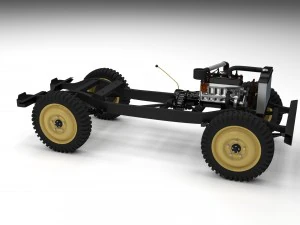 full w chassis jeep willys mb military top rev 3D Model