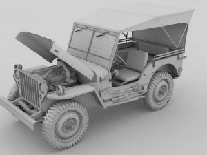 full w chassis jeep willys mb military top rev 3D Model