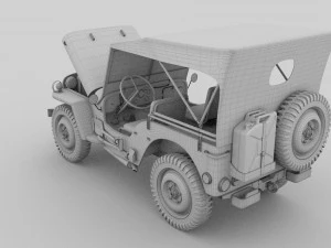 full w chassis jeep willys mb military top rev 3D Model