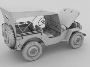 full w chassis jeep willys mb military top rev 3D Model