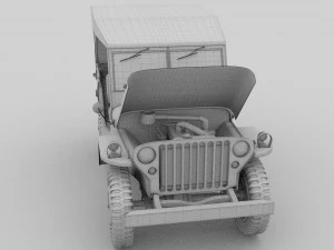 full w chassis jeep willys mb military top rev 3D Model