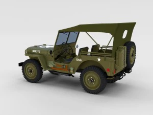 full w chassis jeep willys mb military top rev 3D Model