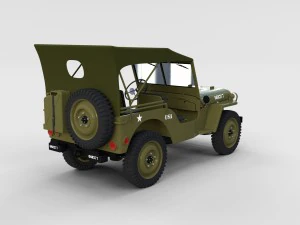 full w chassis jeep willys mb military top rev 3D Model