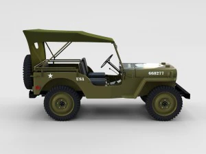 full w chassis jeep willys mb military top rev 3D Model