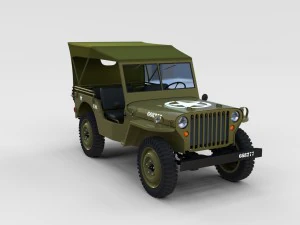 full w chassis jeep willys mb military top rev 3D Model