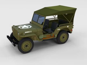 full w chassis jeep willys mb military top rev 3D Model