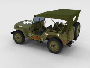 full w chassis jeep willys mb military top rev 3D Model