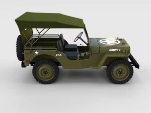 full w chassis jeep willys mb military top rev 3D Model
