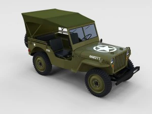 full w chassis jeep willys mb military top rev 3D Model