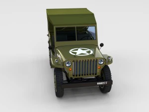 full w chassis jeep willys mb military top rev 3D Model