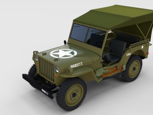 full w chassis jeep willys mb military top rev Modèle 3D