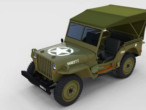 full w chassis jeep willys mb military top rev 3D Model