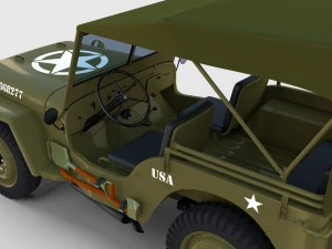 full w chassis jeep willys mb military top rev 3D Model