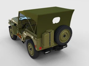 full w chassis jeep willys mb military top rev 3D Model