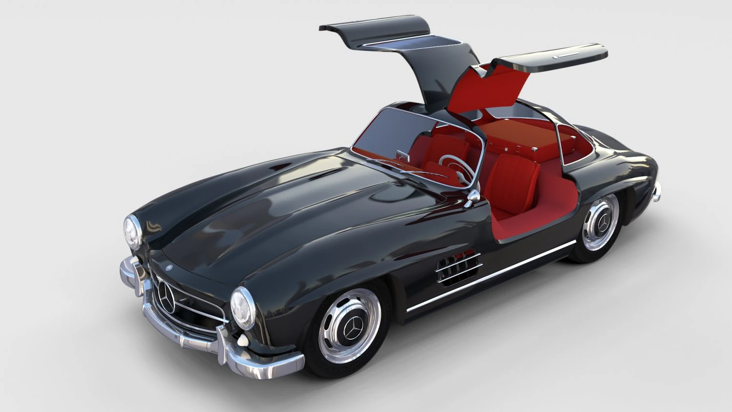 rigged mercedes 300sl gullwing with interior rev 3D Model .c4d .max .obj .3ds .fbx .stl .blend 
