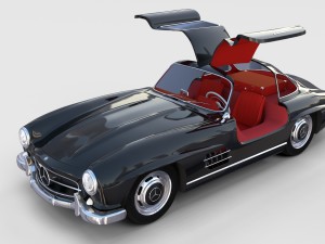 rigged mercedes 300sl gullwing with interior rev Model 3D