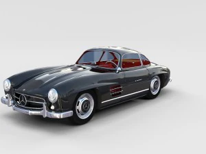 rigged mercedes 300sl gullwing with interior rev 3D Model