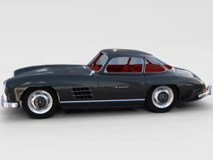 rigged mercedes 300sl gullwing with interior rev 3D Model