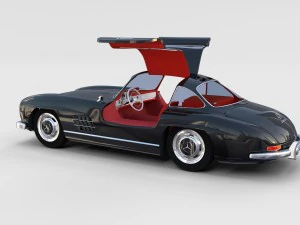 rigged mercedes 300sl gullwing with interior rev 3D Model