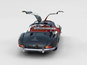 rigged mercedes 300sl gullwing with interior rev 3D Model