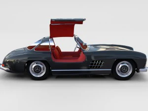 rigged mercedes 300sl gullwing with interior rev 3D Model