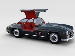 rigged mercedes 300sl gullwing with interior rev 3D Model