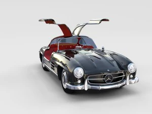 rigged mercedes 300sl gullwing with interior rev 3D Model