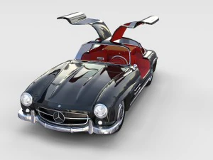 rigged mercedes 300sl gullwing with interior rev 3D Model